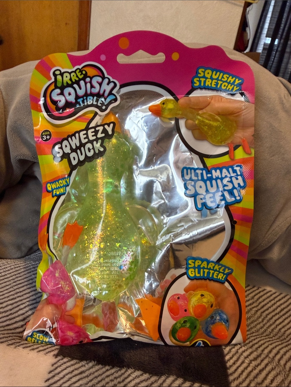 Squeezy Duck Sparkly Glitter Squeeze Toy - green